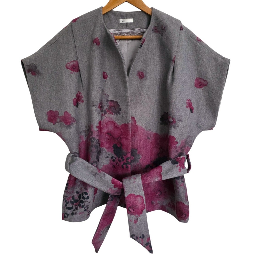 Puli Floral Short‎ Sleeve Belted Kimono Blazer